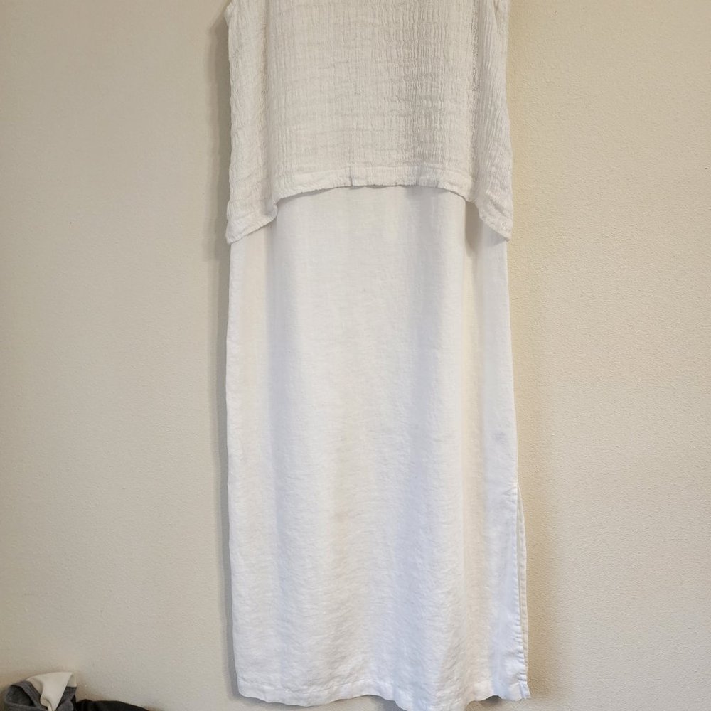 J.Jill Pure Linen Women Sleeveless Maxi Dress Sz XS White, Layer, Slit, Classic - Picture 6 of 14